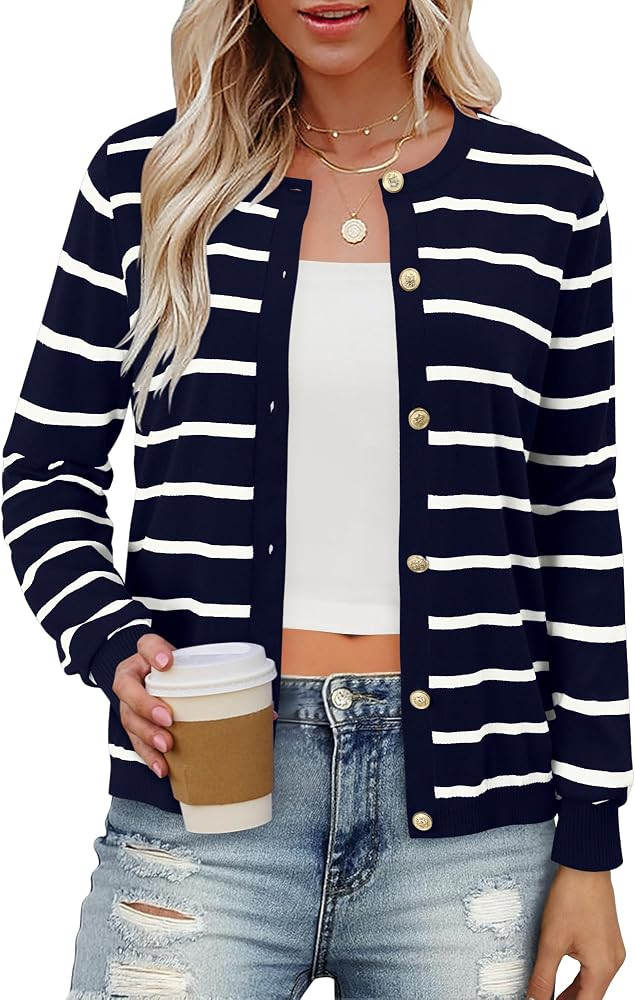 onlypuff Cardigan for Women Dressy Button Down Sweaters Work Cardigans Trendy Clothes Long Sleeve... | Amazon (US)