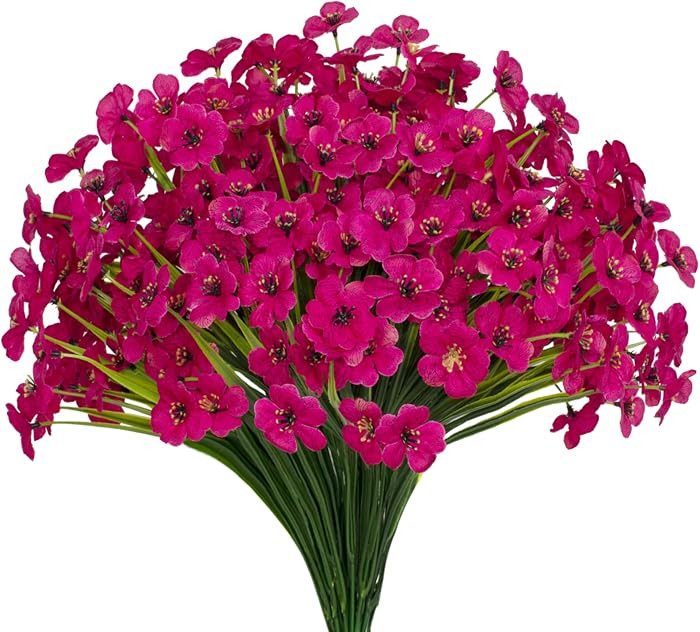 15 Bundles Artificial Flowers UV Resistant Outdoor Plants No Fade Faux Plastic Shrubs Fake Silk F... | Amazon (US)