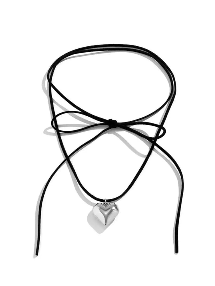 AYAL Chunky Puffy Heart Choker Necklace - Big Heart Pendant Adjustable Velvet Chain Heart Necklac... | Amazon (US)