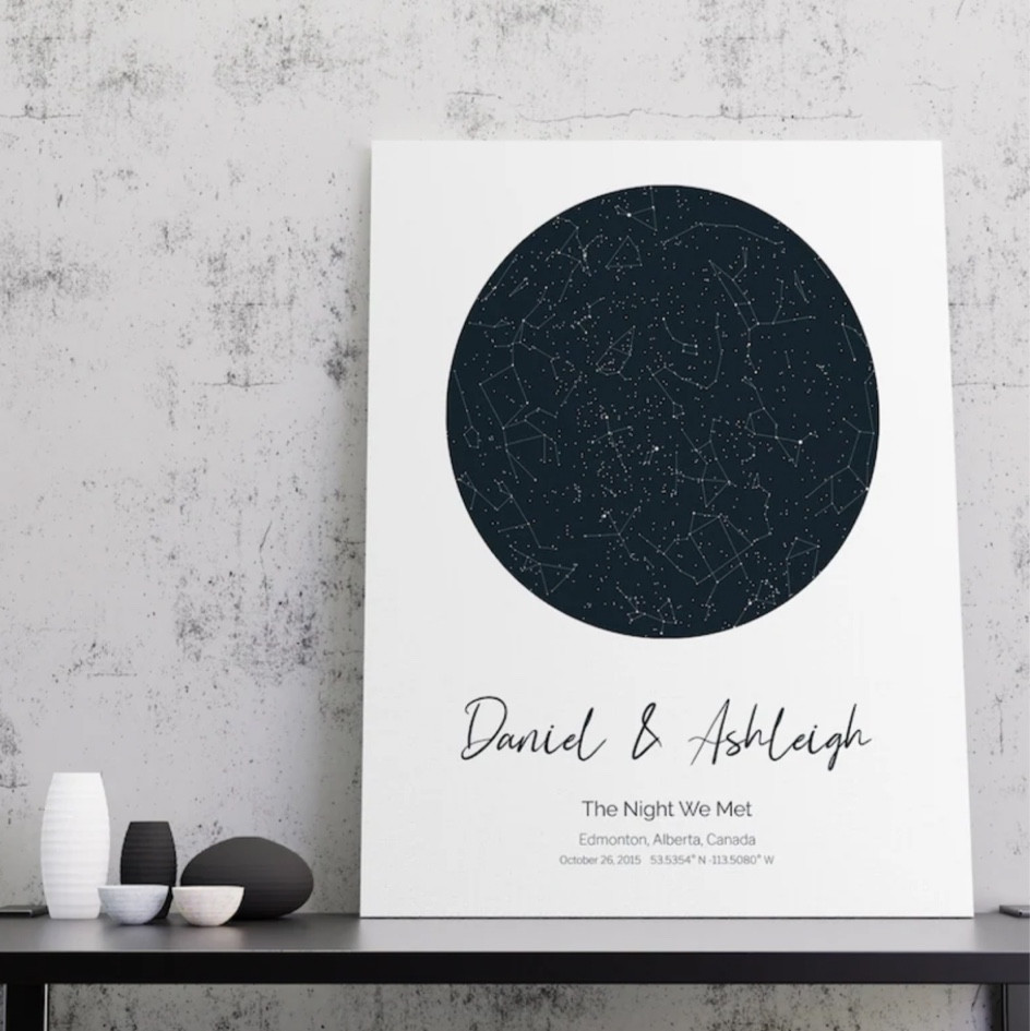 Personalized Star Map from Wall Nostalgia

Custom Night Sky Print |
Constellation Map | Night We Met Map | Personalized wedding gift | Star map by date | anniversary gift | | wedding gift | engagement gift

#LTKFind #LTKwedding #LTKhome