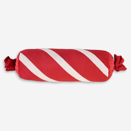 Red & White Christmas Candy Bolster Cushion 55x18cm | TK Maxx