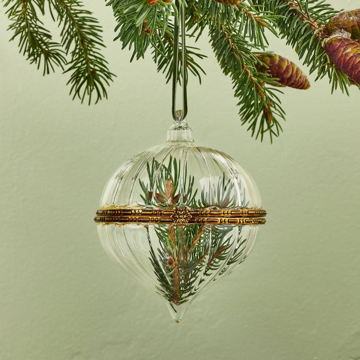 Glass and Brass Ribbed Glass Ornament - Hearth & Hand™ with Magnolia | Target
