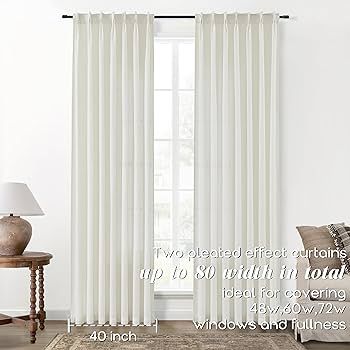 SHINELAND 120 Inch Curtains Extra Long,10 FT Length Linen Sheer Back Tab Hooks Track High Ceiling... | Amazon (US)