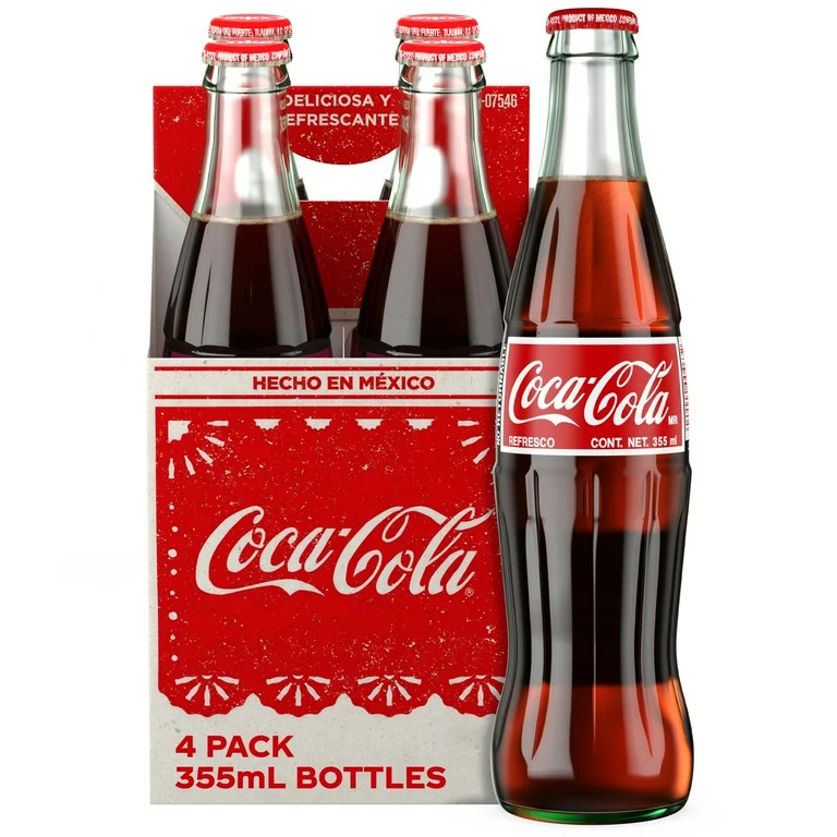 Coca-Cola Cane Sugar Mexican Soda Pop, 355 ml, 4 Pack Glass Bottle | Walmart (US)