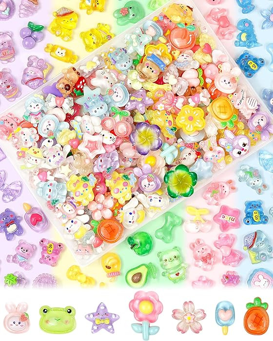 FIVEIZERO Flatback Resin Slime Charms Set, Kawaii (Multicolor) | Amazon (US)
