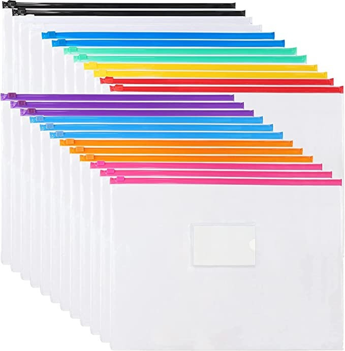 Amazon.com : EOOUT 24pcs Plastic Envelopes Poly Zip Envelopes Files Zipper Folders, A4 Size, Lett... | Amazon (US)