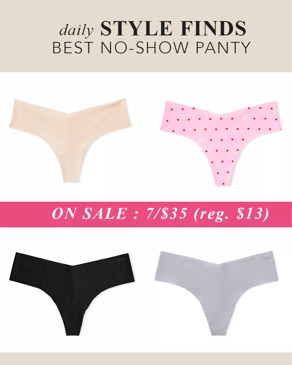 No-Show Thong Panty - Panties - PINK