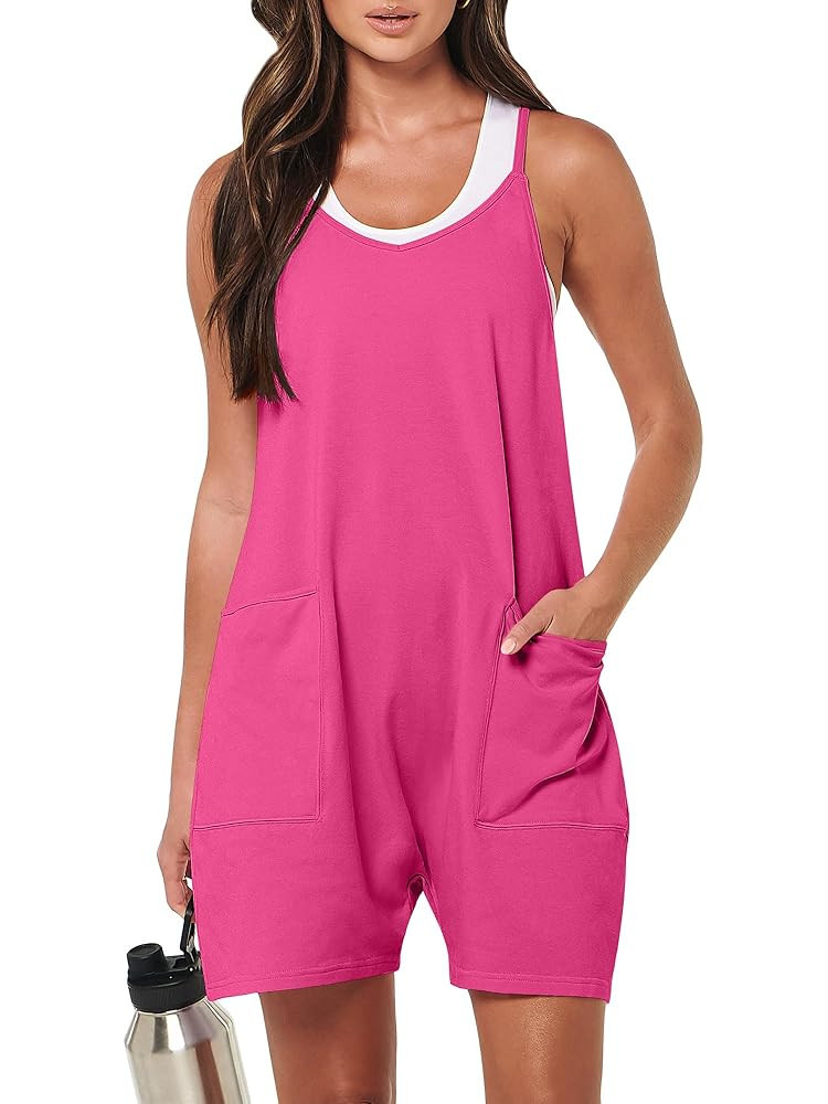 ANRABESS Womens Rompers Summer Casual Loose Sleeveless Overalls Spaghetti Strap Shorts Jumpsuit 2... | Amazon (US)