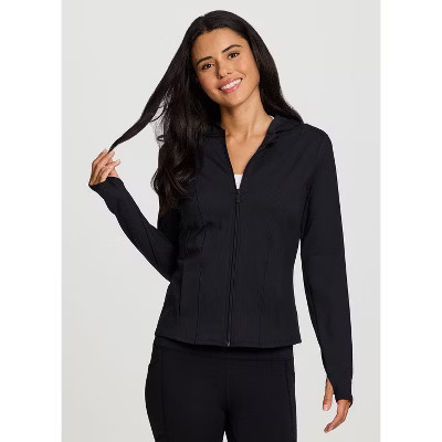RBX Active Women's Ultra Lightweight, Buttery Soft Stretch Jersey Everyday Hooded Active Jacket with Pockets - Black,XS | Target