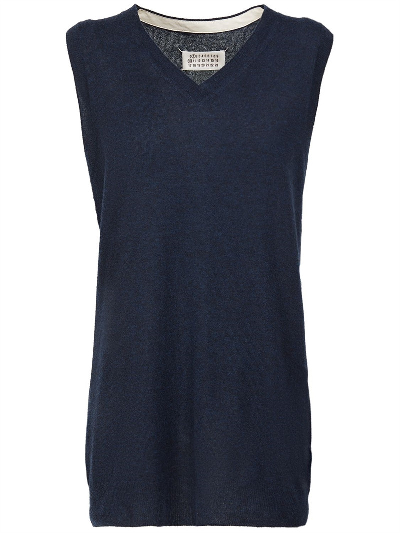 Ribbed wool knit oversized vest - Maison Margiela - Women | Luisaviaroma | Luisaviaroma