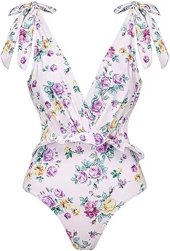 Women One Piece Swimsuit with Matching Cover Ups Floral Sexy Bikini Sets High Cut Push Up Two Pie... | Amazon (US)