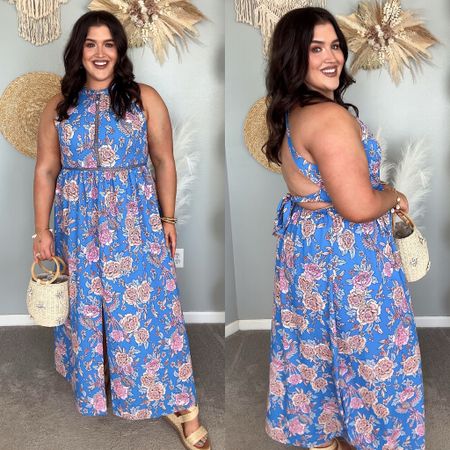 Amazon vacation resort wear ✈️🌴🌺 High neck floral maxi dress with open back 🌅 Beach wear, cruise outfits. 
Size XXL
#vacationoutfits 

#LTKPlusSize #LTKStyleTip #LTKSeasonal