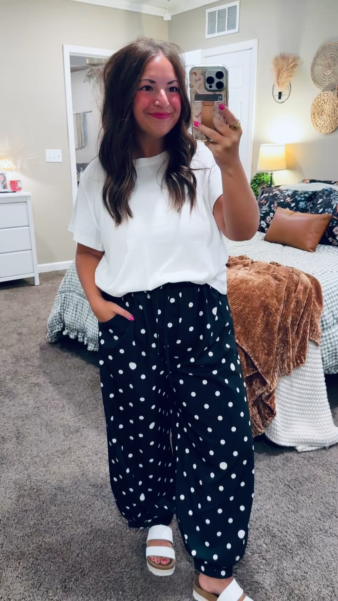 These polka-dot pants are so comfy and fun! 🖤 Paired with a simple white tee, they make the cutest effortless look for the classroom or everyday wear! 🤍


sandals: fit true to size // wearing a 5
pants: fit a tad oversized // wearing a large
tee: fits true to size // wearing a large 

 #LTKootd #LTKMidsize #LTKWorkwear