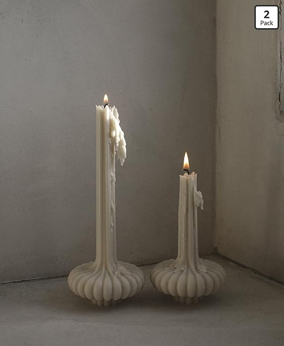 LAWA Set of 2 Pumpkin Base Candle - Beautiful Handmade Pillar Unscented Soy Wax Elegant Aesthetic... | Amazon (US)