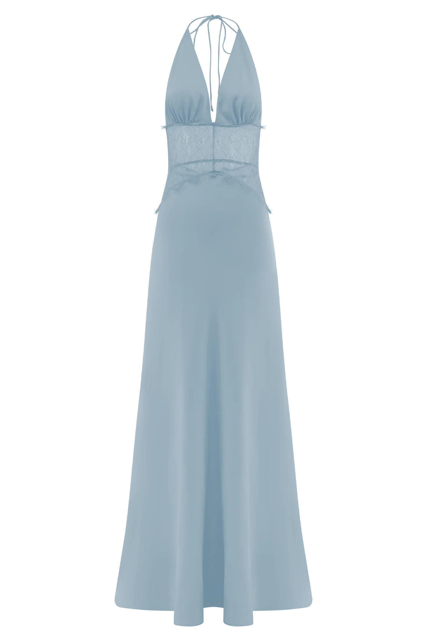 Lace And Satin Maxi Dress - Cornflower Blue | MESHKI US