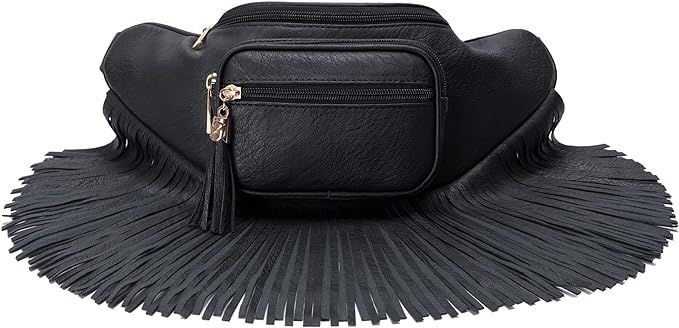Solene Fringe Waist bag for women with Multi Zipper Pockets | Amazon (US)