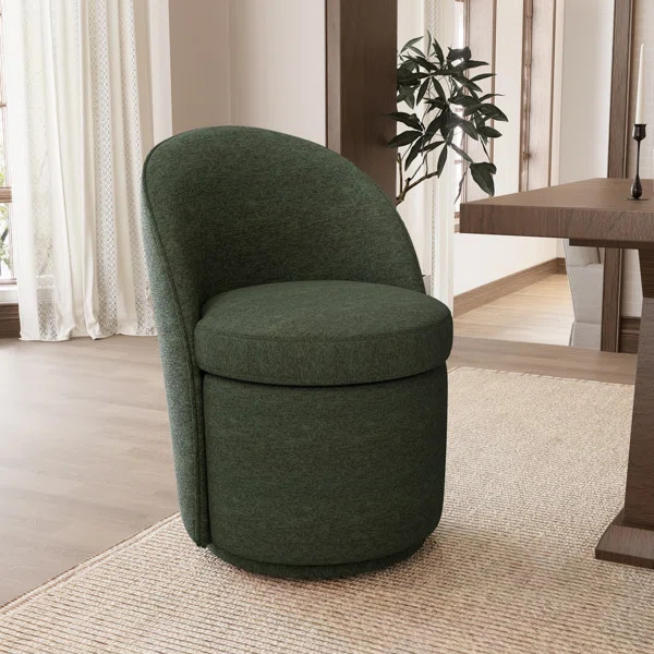 21.3"W Upholstered Swivel Dining Chair, Boucle Fabric Barrel Kitchen Chair, Wingback Side Chair, ... | Wayfair North America