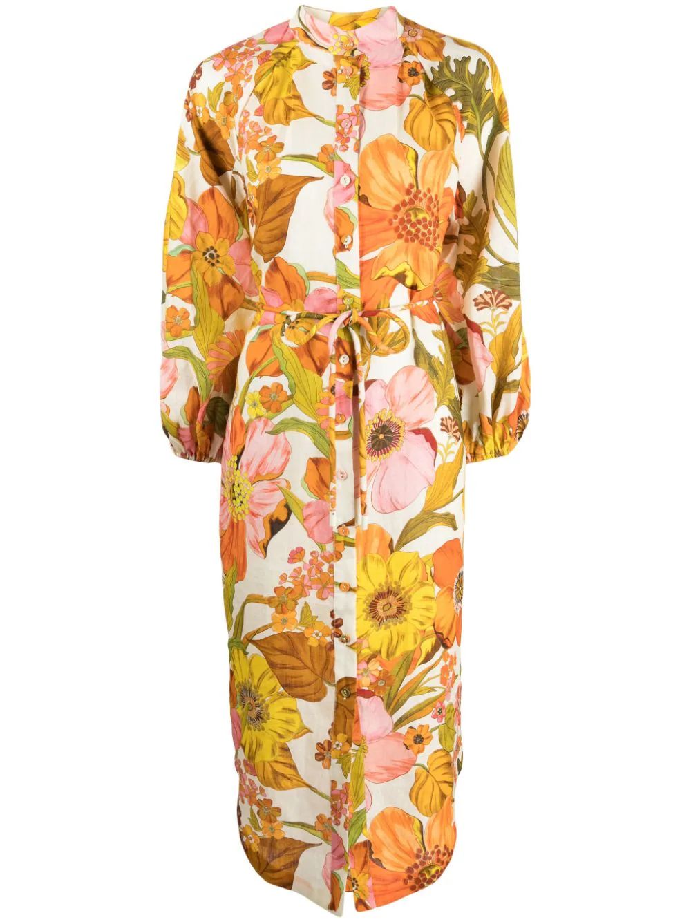 ALEMAIS Silas floral-print Linen Dress - Farfetch | Farfetch Global