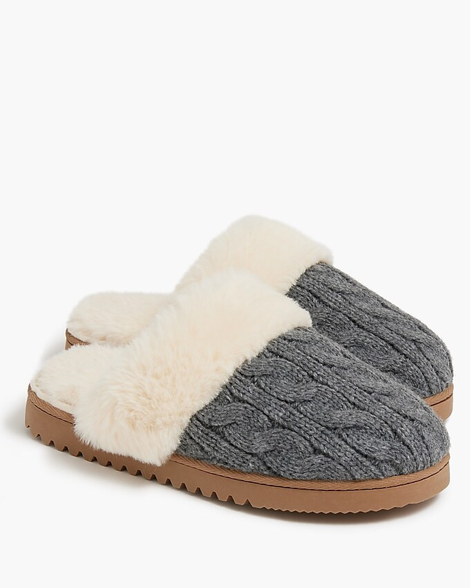 Cable-knit scuff slippers | J.Crew Factory