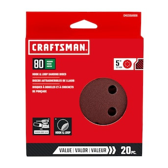 CRAFTSMAN Craftsman 20 -Piece Aluminum oxide 80 -Grit Disc Sandpaper | Lowe's