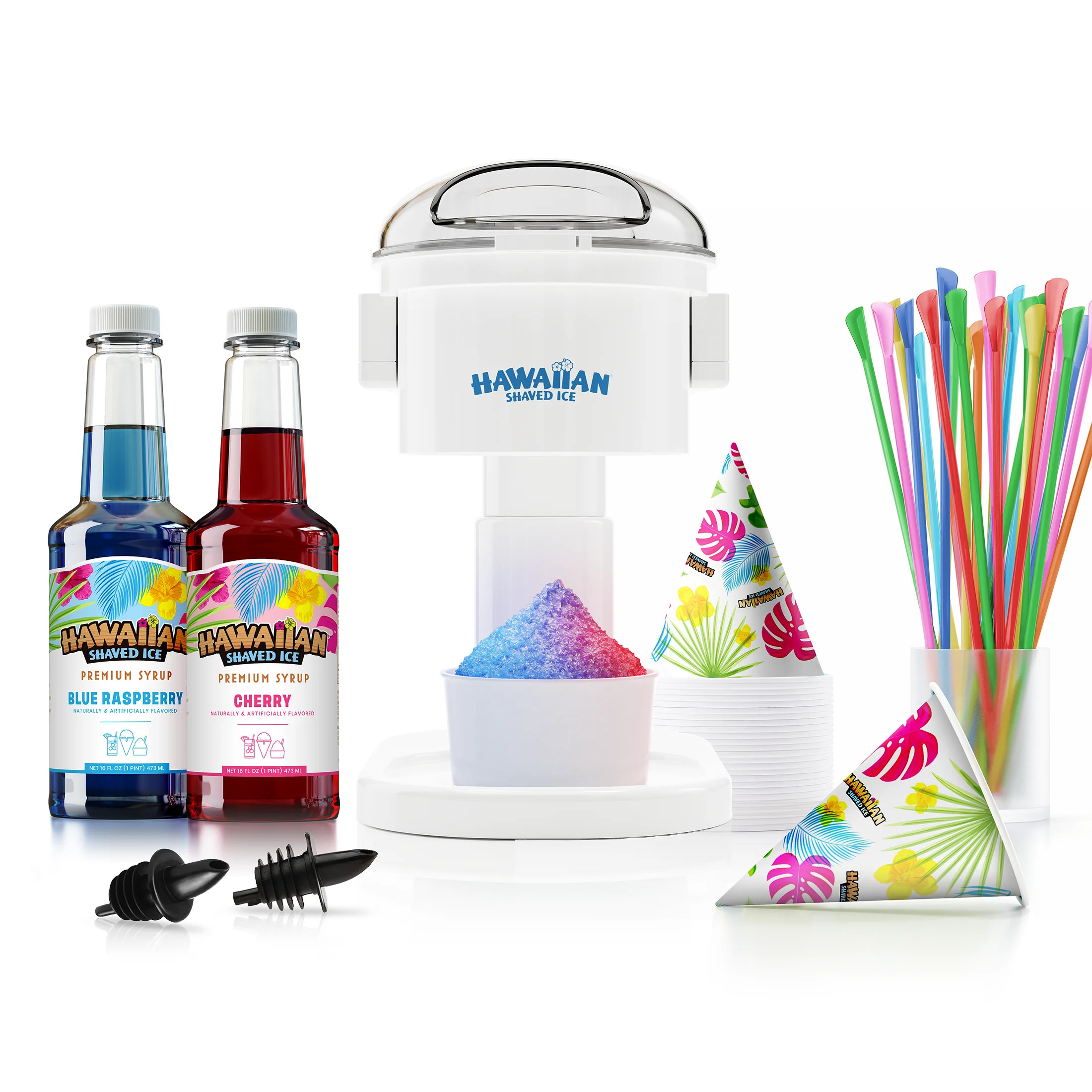 Hawaiian Shaved Ice Kid-Friendly Snow Cone Machine Package with Syrup and Accessories, Multicolor | Walmart (US)