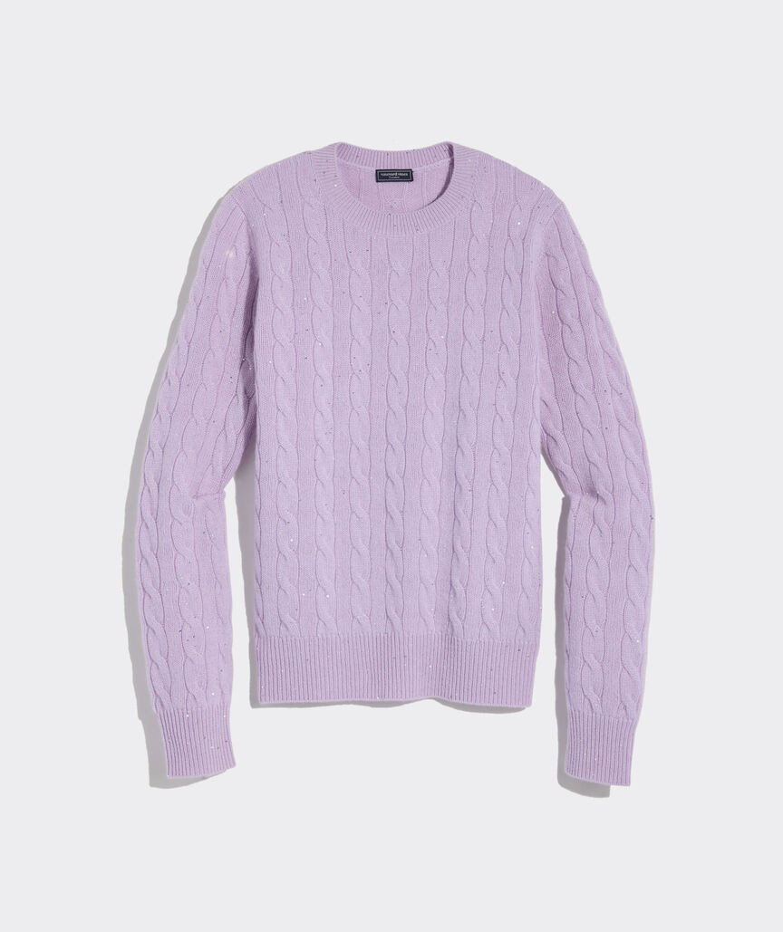 Sequin Cashmere Cable Crewneck Sweater | vineyard vines