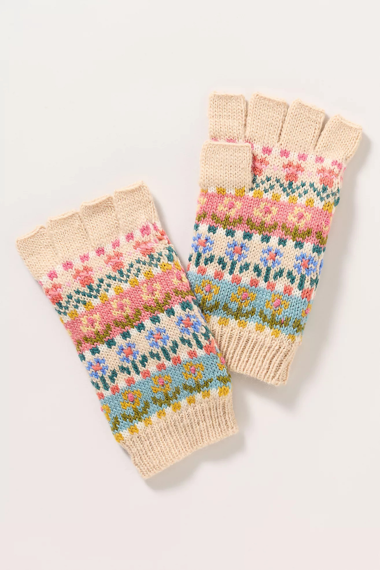 French Knot Fingerless Tulip Fairisle Wool Gloves | Anthropologie (US)