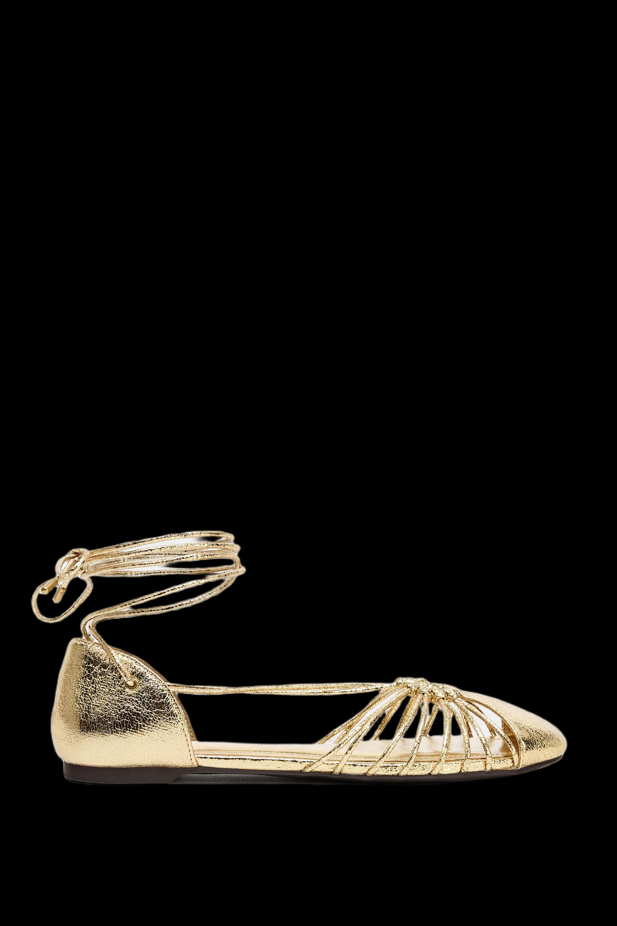 METALLIC LACE-UP FISHERMAN SANDALS | Zara US