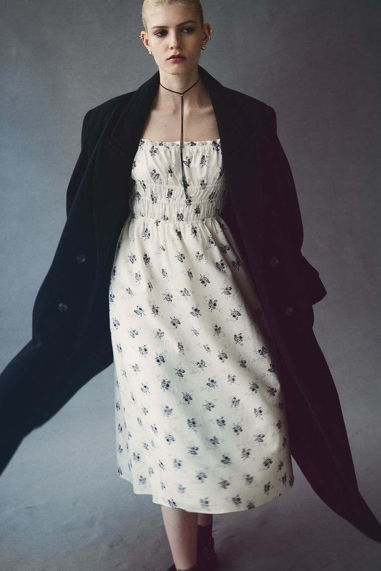 Linen-blend Smocked-waist Dress | H&M (US + CA)