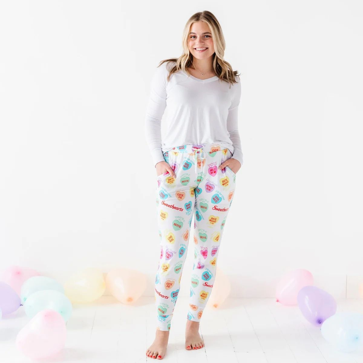 Sweethearts® Colorful Candy Hearts Women's Pants | Bums & Roses