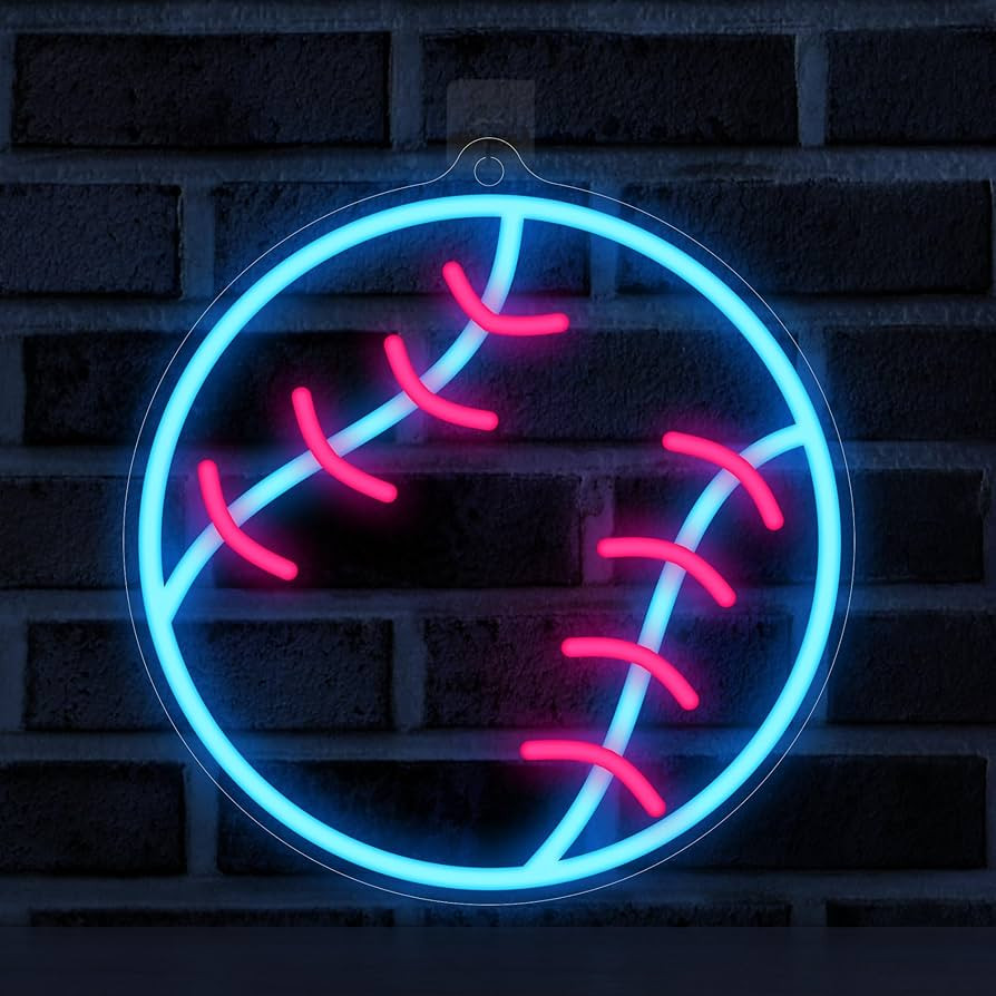Lampeez Baseball Neon Sign, LED Baseball Lights for Room Decor, Light Up Signs for Wall Decor, Gi... | Amazon (US)