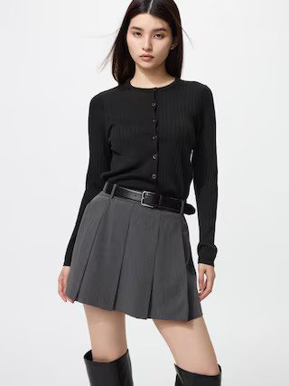 Women's Merino Ribbed Short Cardigan Black 2XL UNIQLO US | UNIQLO (US)