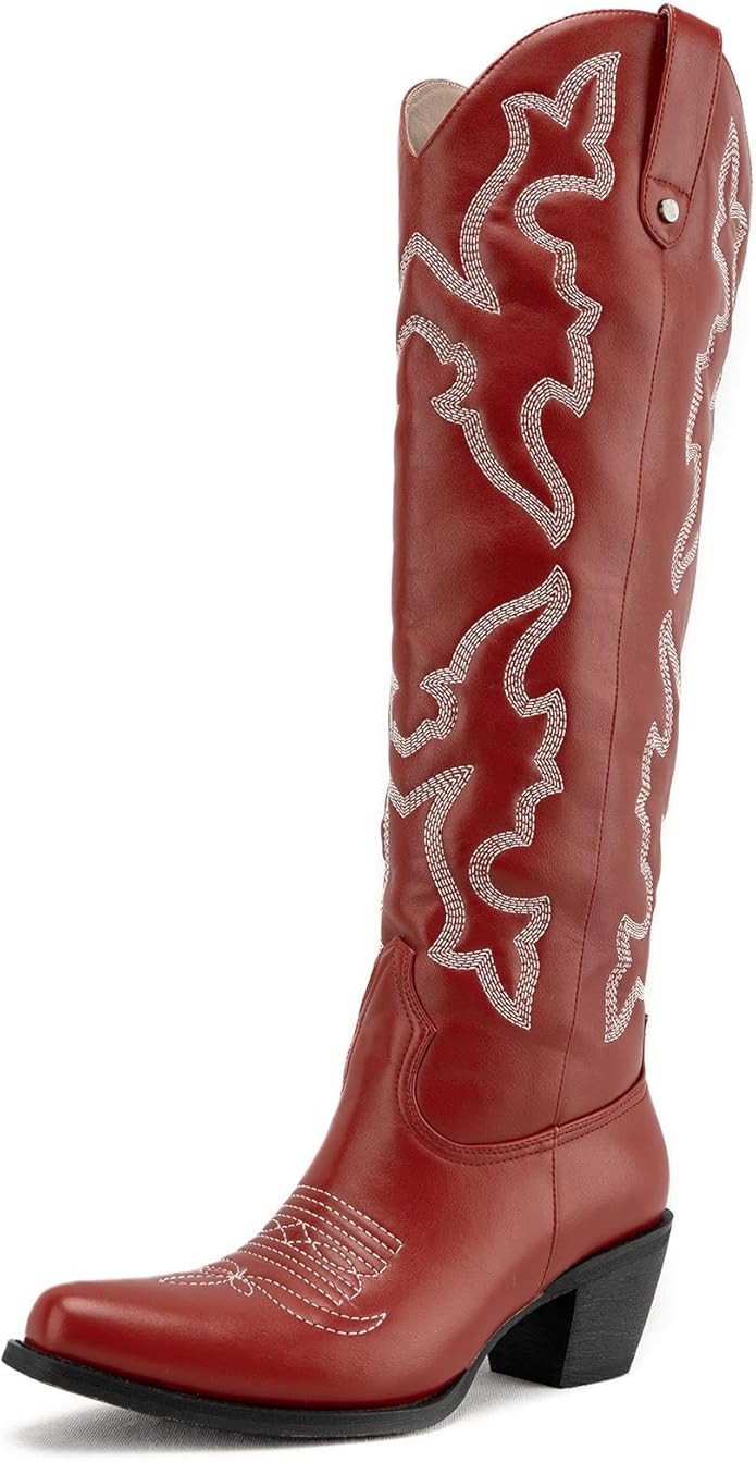DREAMCIA Embroidered Western Boots for Women Cowboy Boots Wide Mid Calf Western Cowgirl Boots wit... | Amazon (US)