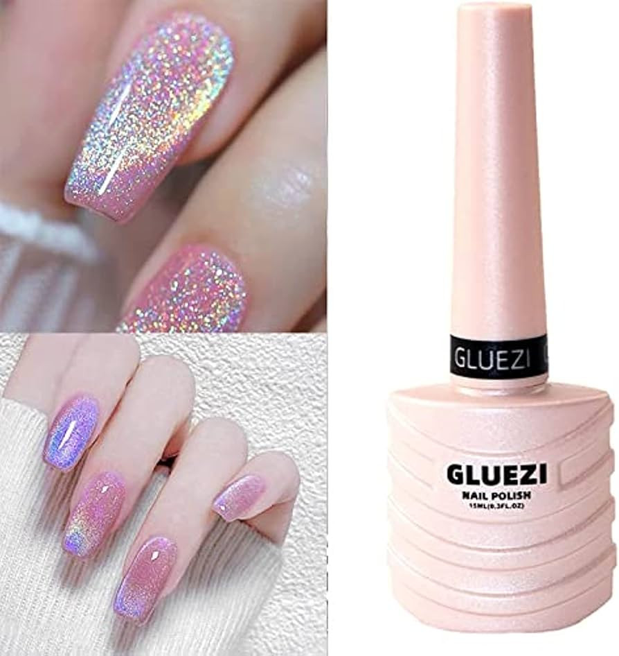 Gel Polish 15ml/0.5fl oz Holographic 9D Cat Eye Shiny Glitter Soak Off Nail Polish with Magnetic ... | Amazon (US)