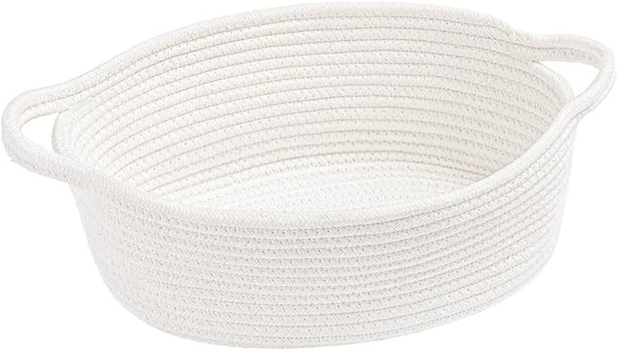 Goodpick White Basket with Handles, Baby Laundry Basket, Cute Cotton Rope Basket for Toys, Small ... | Amazon (US)