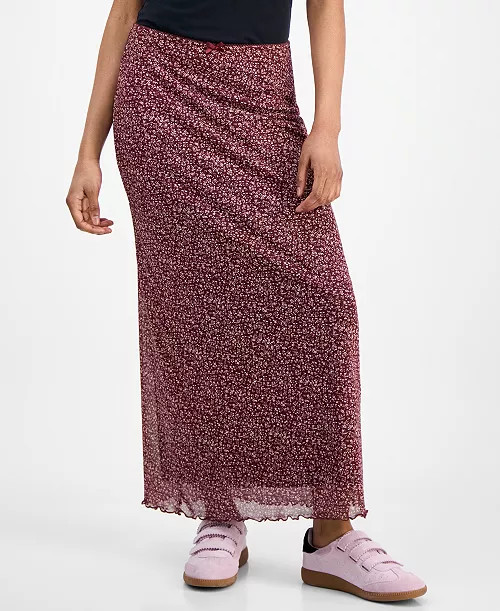 Juniors' Floral-Print Maxi Skirt | Macy's