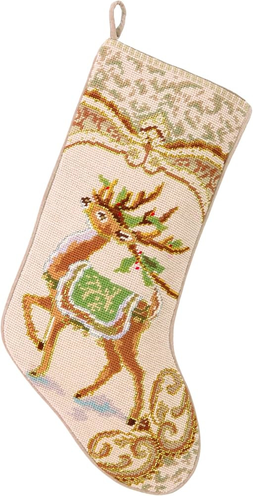 Peking Handicraft 31GY262MC 31GY262MC Christmas Reindeer Needlepoint Stocking, 11x18 | Amazon (US)