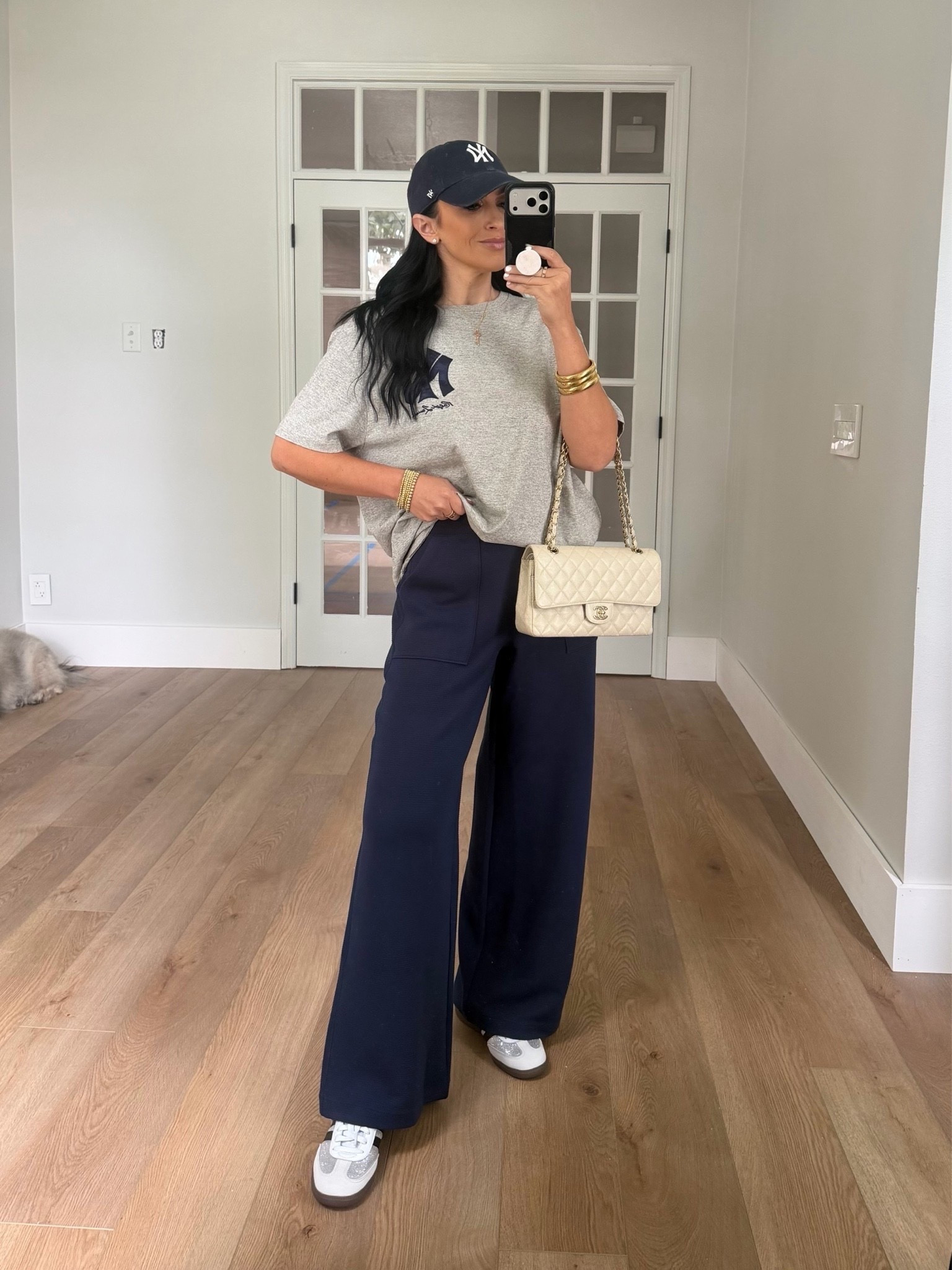SPANX AirEssentials French Rib Wide Leg Pant wearing size small.