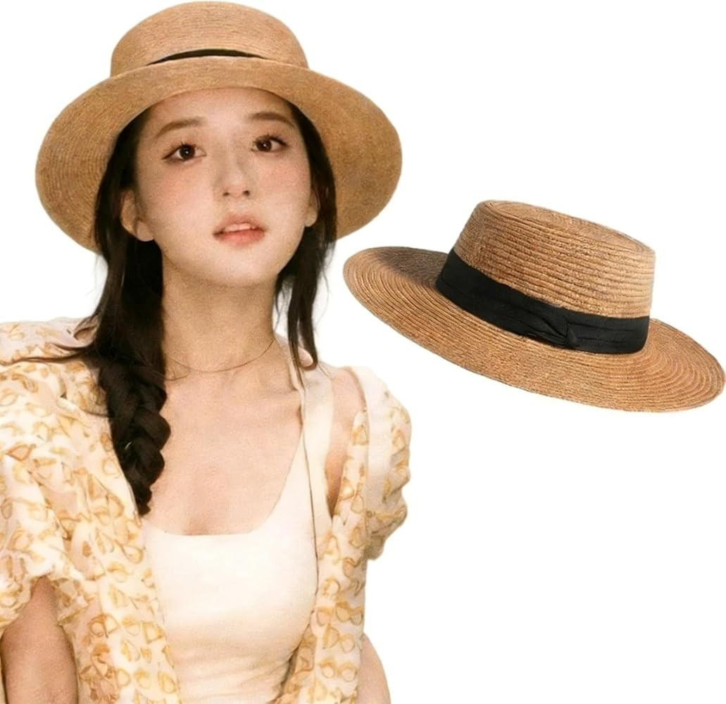 Summer Straw Fedora Hat for Women Men Travel Panama Hat with Wide Brim Roll Up Packable Beachwear... | Amazon (US)