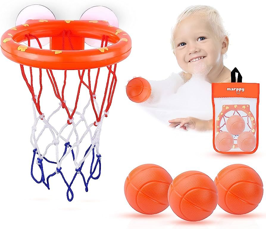 MARPPY Bath Toys, Bathtub Basketball Hoop for Kids, Toddlers, Boys and Girls, Balls Set Without H... | Amazon (US)