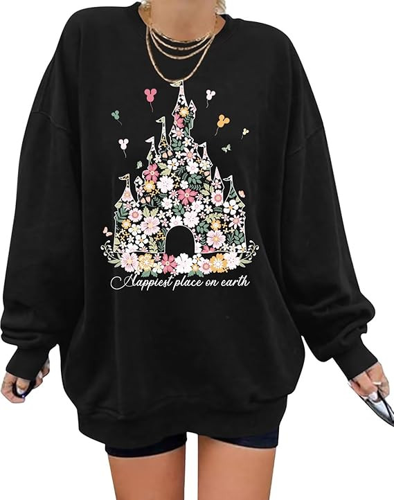 Magic Kingdom Sweatshirts For Women Oversized Magical Shirt Cute Vacation Tees Girls Castle Graph... | Amazon (US)