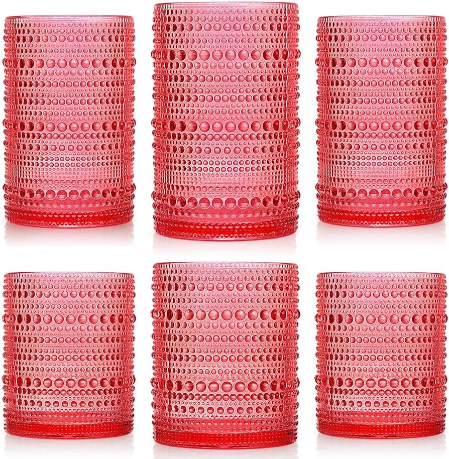 Foaincore 6 Count Hobnail Drinking Glasses Set Vintage Glassware Old Fashioned Beverage Glasses B... | Amazon (US)