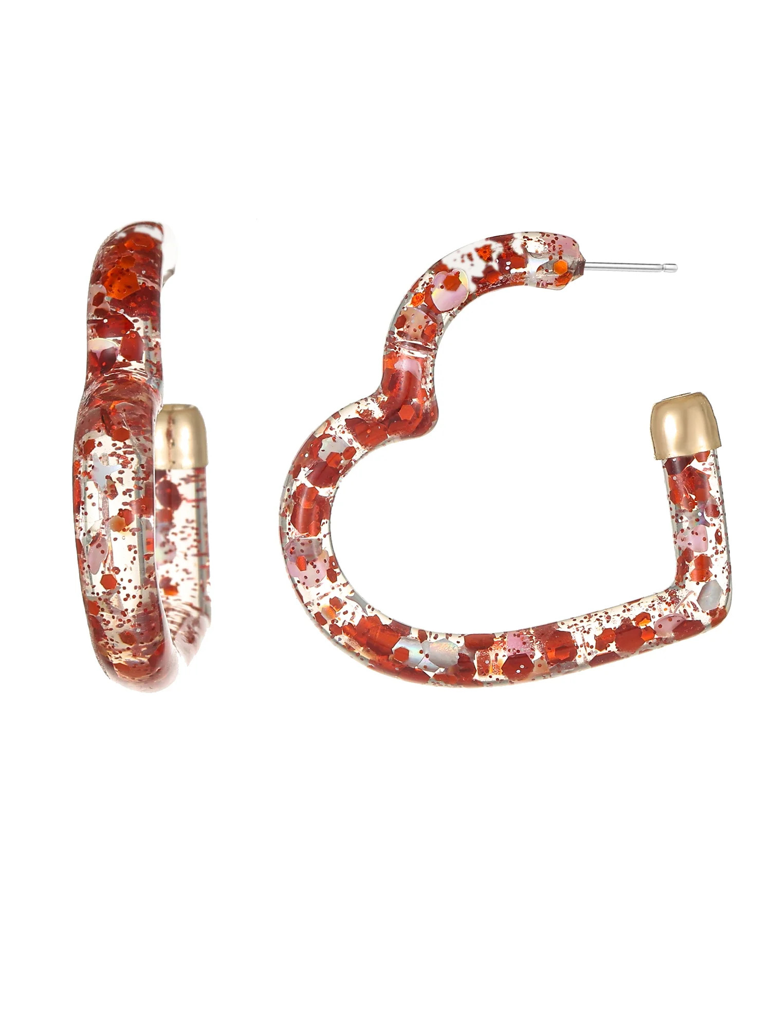 Way to Celebrate Valentine's Day Open Heart Hoop Earrings, 1 Pair | Walmart (US)