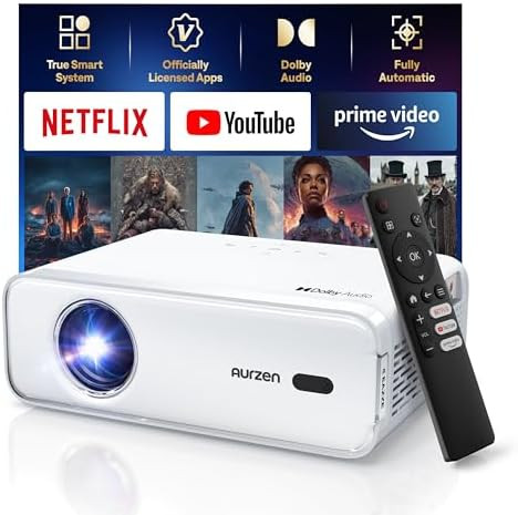 Aurzen EAZZE D1 Smart Projector with WiFi and Bluetooth, Netflix-Officially-Licensed, Auto Focus ... | Amazon (US)
