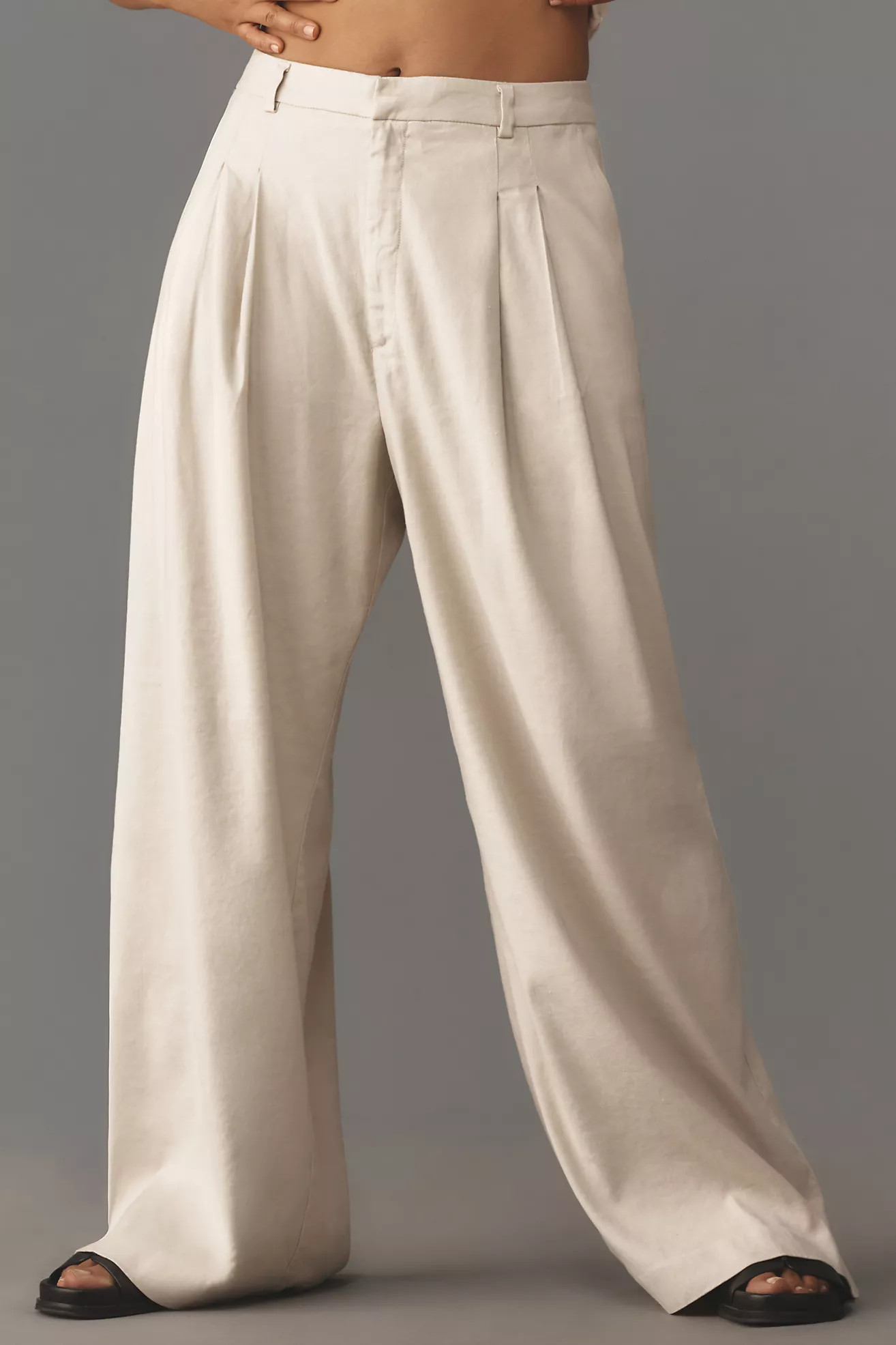 Maeve Linen Wide-Leg Trouser Pants | Anthropologie (US)