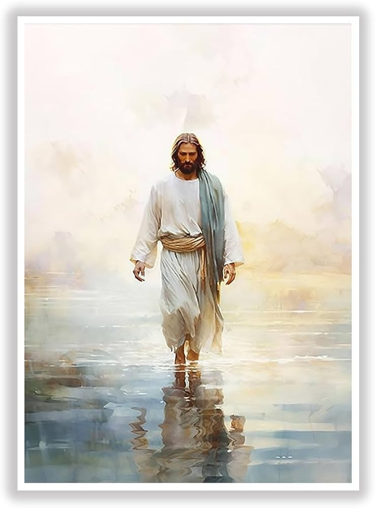 Generic Jesus Walking on Water Poster Painting Print Bible Verse Wall Art Gift Trendy Living Room... | Amazon (US)