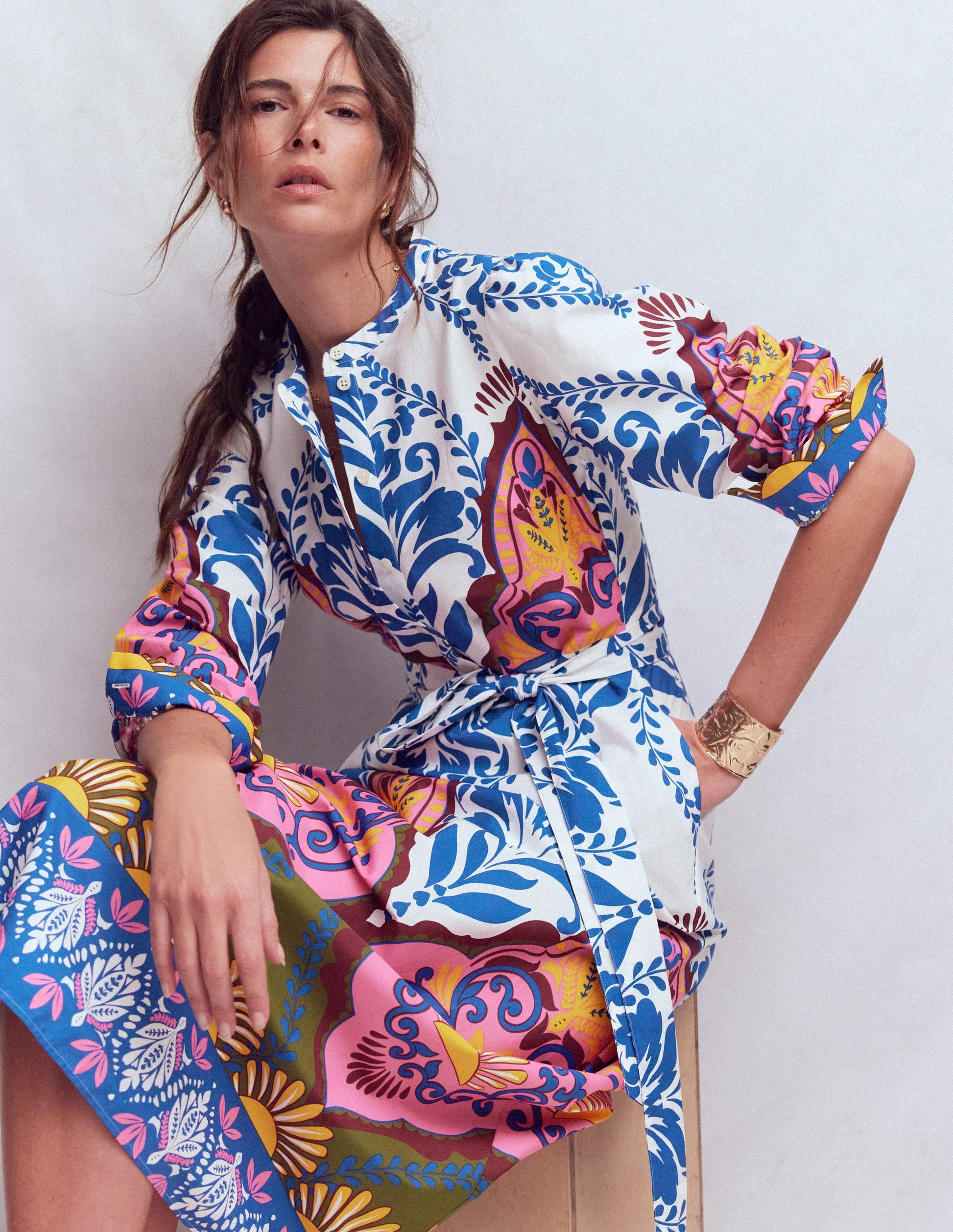 Ava Cotton Midi Dress-Multi, Ornamental Garden | Boden (US)