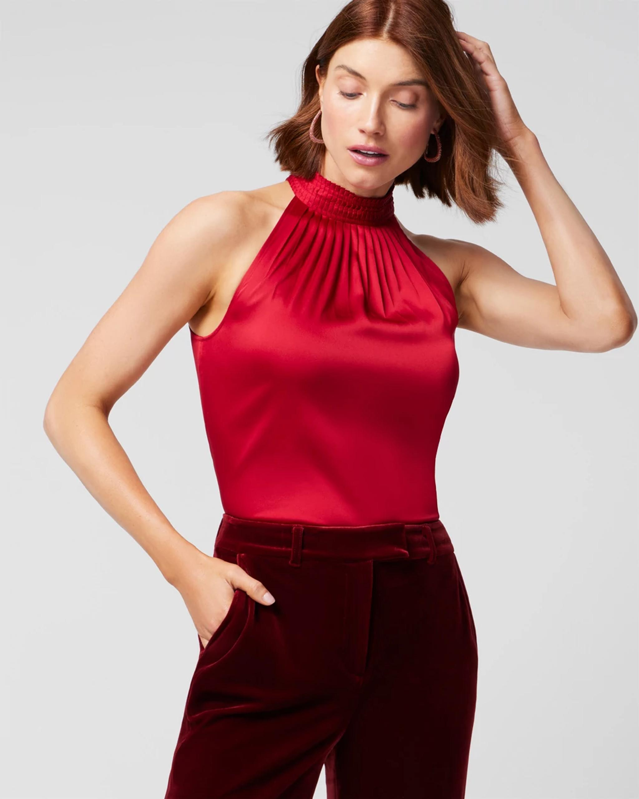 Halter Pleated Shell | White House Black Market