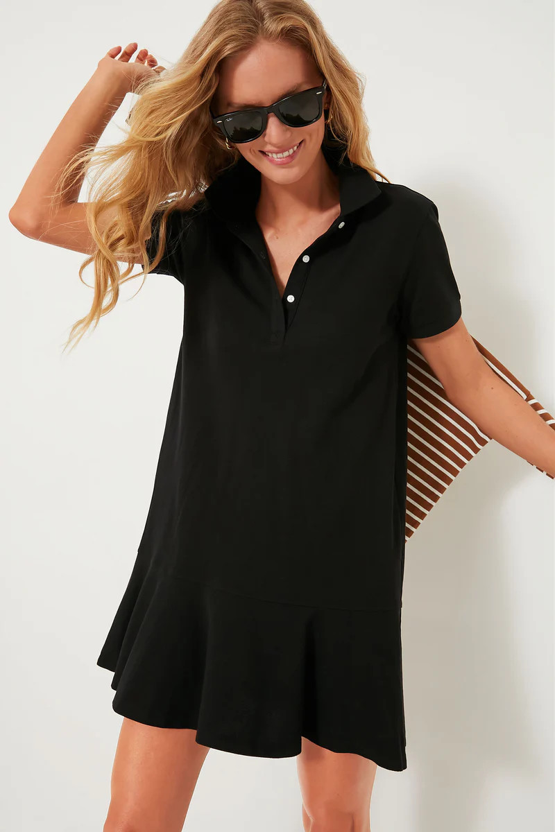 Black Pique May Polo Dress | Tuckernuck (US)