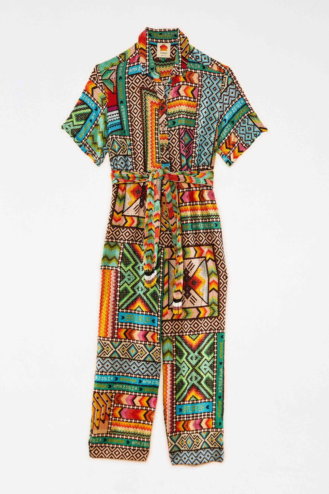 Banana Scarves Belted Jumpsuit | FarmRio (US)